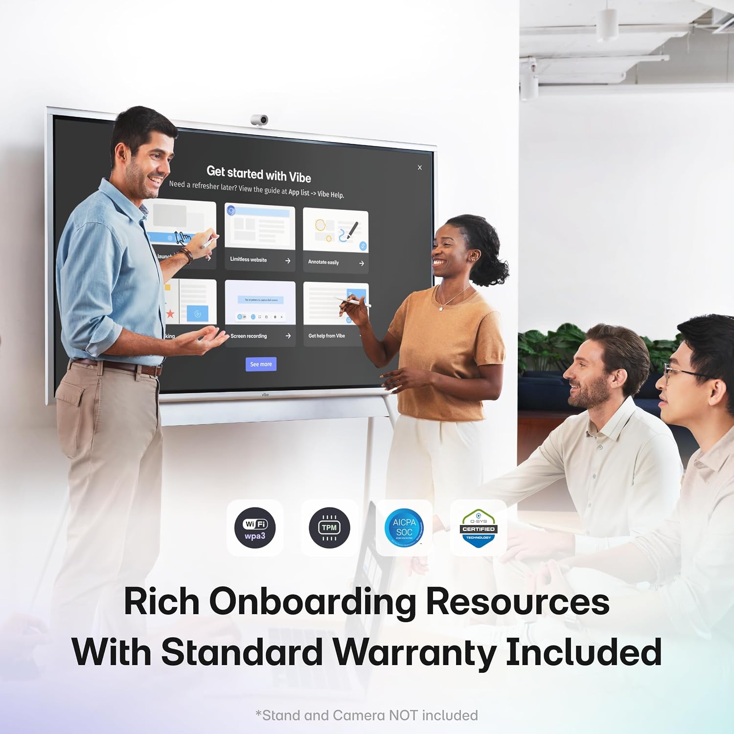 Vibe S1 4K UHD Smart Board, 55 Inch Digital Whiteboard for Office and Classroom, Chrome OS and 250+ Free Apps, Electronic Presentation Meeting Device for Hybrid Work, Interactive Touchscreen Display