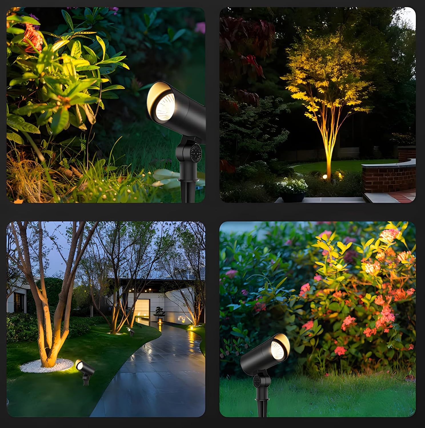 Landscape Spotlight Outdoor 30W Ultra Bright LED Spot Lights Outdoor 120V Waterproof Spot Lights Warm White Landscape Lighting with 5FT Cord with Plug for Flag Pole Tree Yard Garden (4Pack)