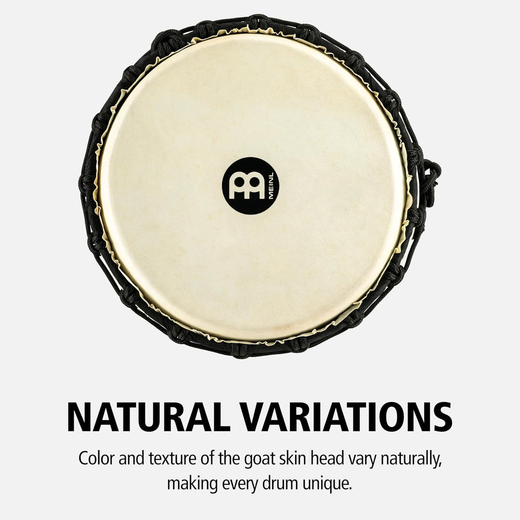 Meinl Percussion Djembe with Mahogany Wood - NOT Made in CHINA - 10-Inch Medium Size Rope Tuned Natural Head, 2-Year Warranty