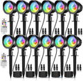MEIKEE 15W RGB Landscape Lights 12V 24V Low Voltage Landscape Lighting RGBW Color Changing IP66 Waterproof Outdoor Spot Lights with Connectors for Garden Path Yard (12 Pack)