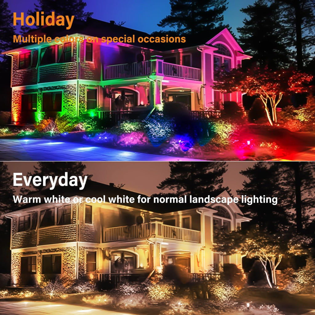 RGBW Low Voltage Landscape Lighting, 12V-24V Color Changing IP67 Waterproof Landscape Spotlights for Christmas Decorations Yard Tree Decorative (16)