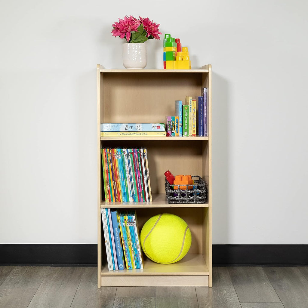 Flash Furniture Hercules Wooden 3 Section School Classroom Storage Cabinet for Commercial or Home Use - Safe, Kid Friendly Design - 36'H (Natural)