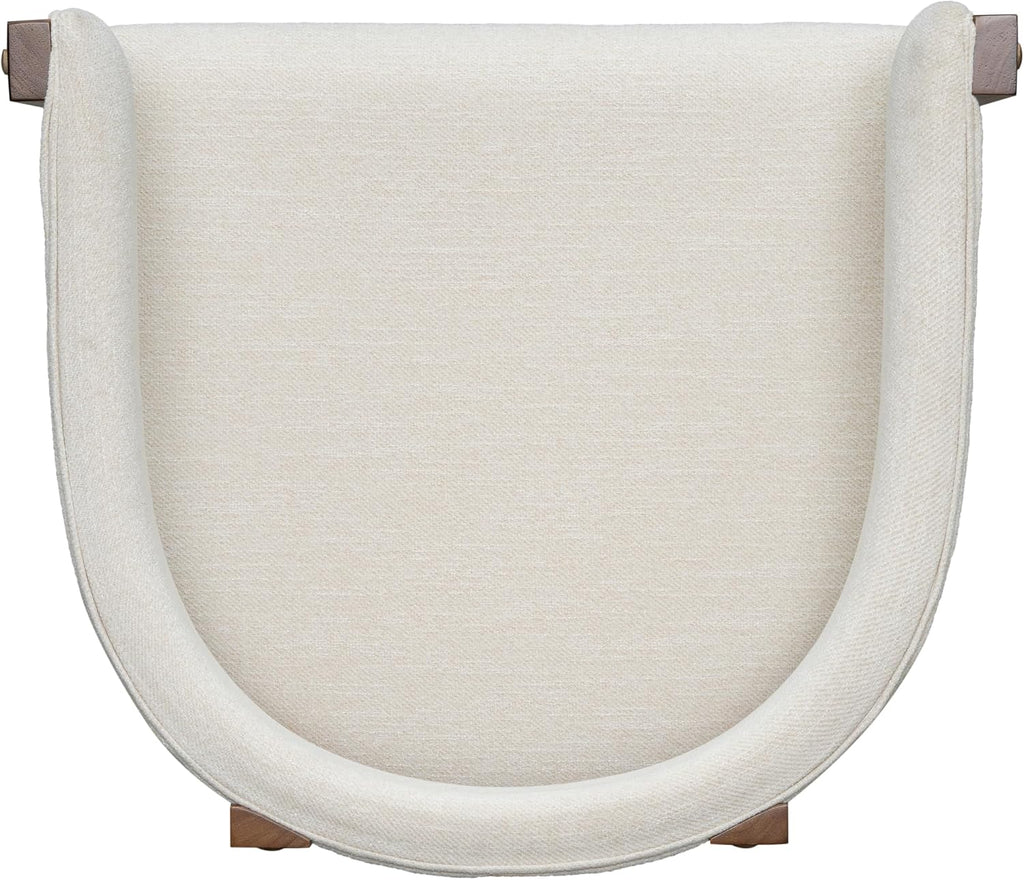 Christopher Knight Home Set of 2 Arley Modern Fabric Upholstered Dining Armchair, Sturdy Wooden Kitchen Side Chair with Ergonomic Backrest and Footrest, Soft Padded Barrel Accent Chair, Beige+Walnut