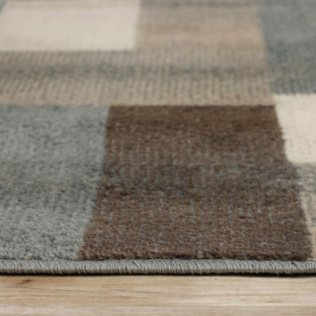 Superior Indoor Area Rug, Jute Backing, Home Decor for Bedroom, Living Room, Office, Kitchen, Hallway, Floor Cover, Patchwork, Color Block, Plush, Clifton Collection, 9' x 12', Grey