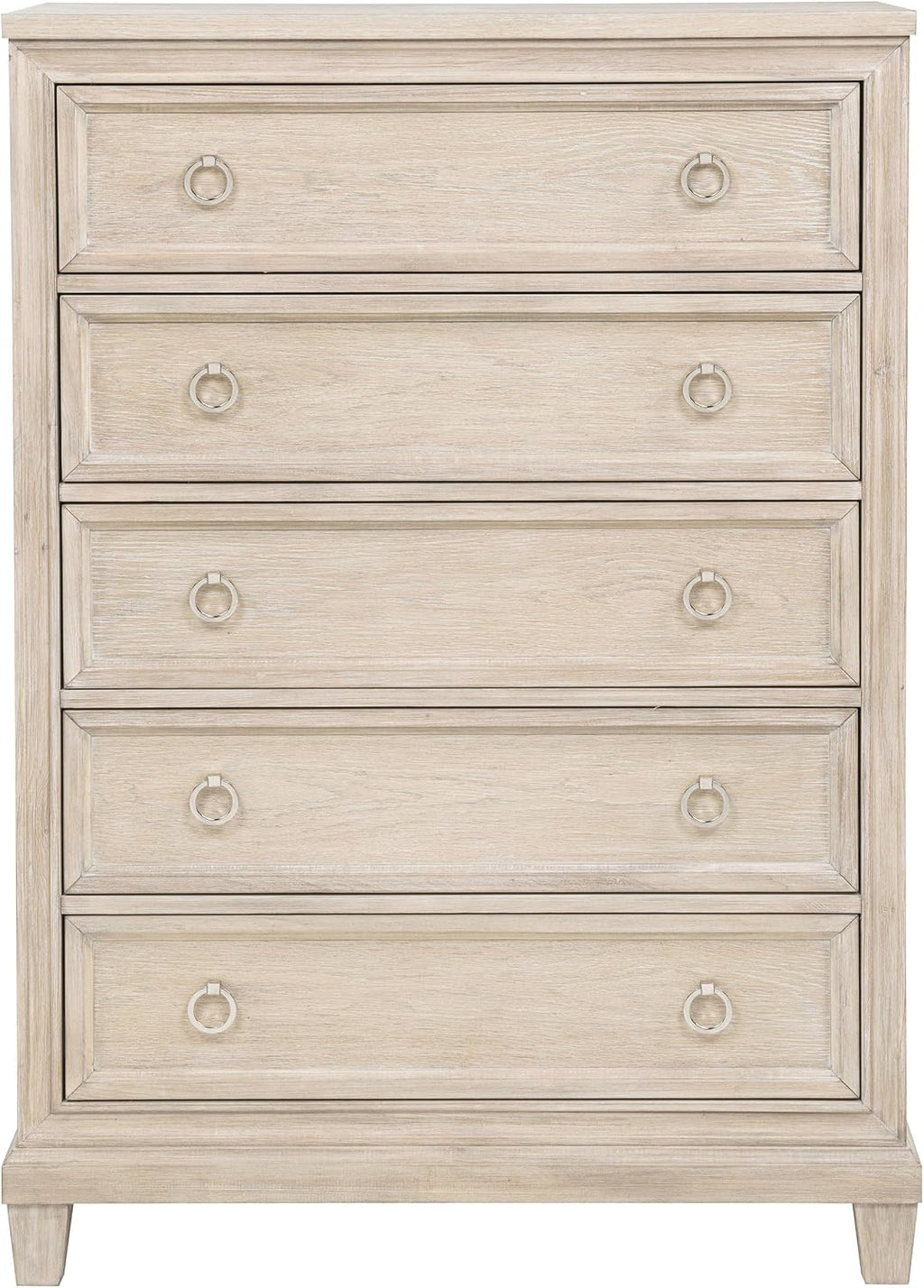 Coaster Home Furnishings - Pembroke - Wood - 5-Drawer Chest of Drawers with Stepped Trim, Ring Pulls, Hidden Storage, Rectangular Profile and Coastal Style - Bedroom - Washed Oak - 215925