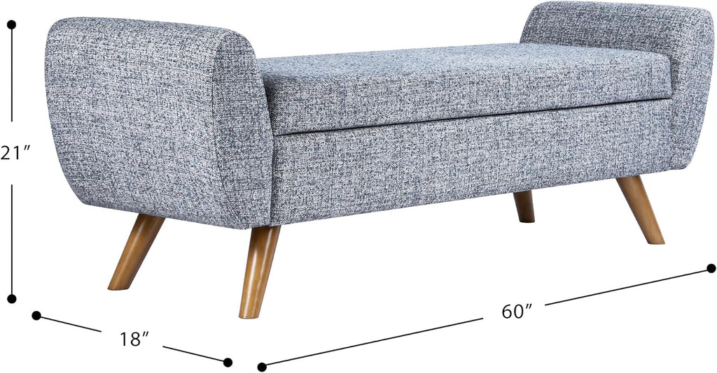 HomePop 60' Modern Storage Bench with Wood Legs - Blue Gray Woven Fabric