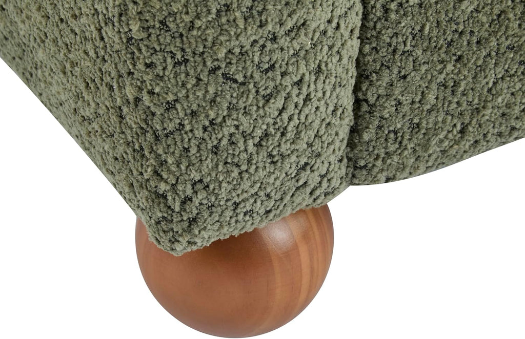 Christopher Knight Home Lindy Wingback Accent Chair, Upholstered Armchair with Rounded Wooden Legs, Curved Backrest Single Sofa, Soft Cushion Seating, Comfy Lounge Chair for Living Room, Olive Green