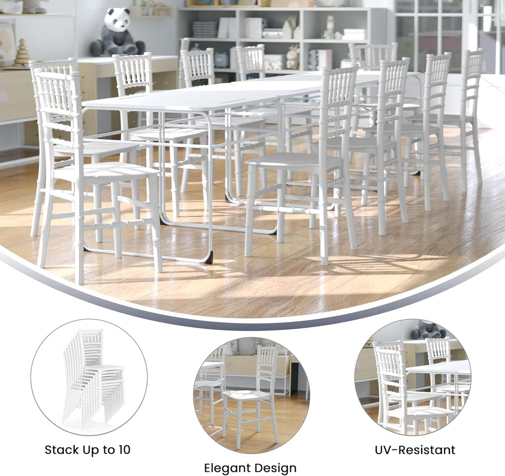 Flash Furniture Hercules Series Children's Resin Event Chairs, Commercial/Residential All Occasion Chairs for Kids, 330 lb. Static Weight Capacity, Set of 10, White