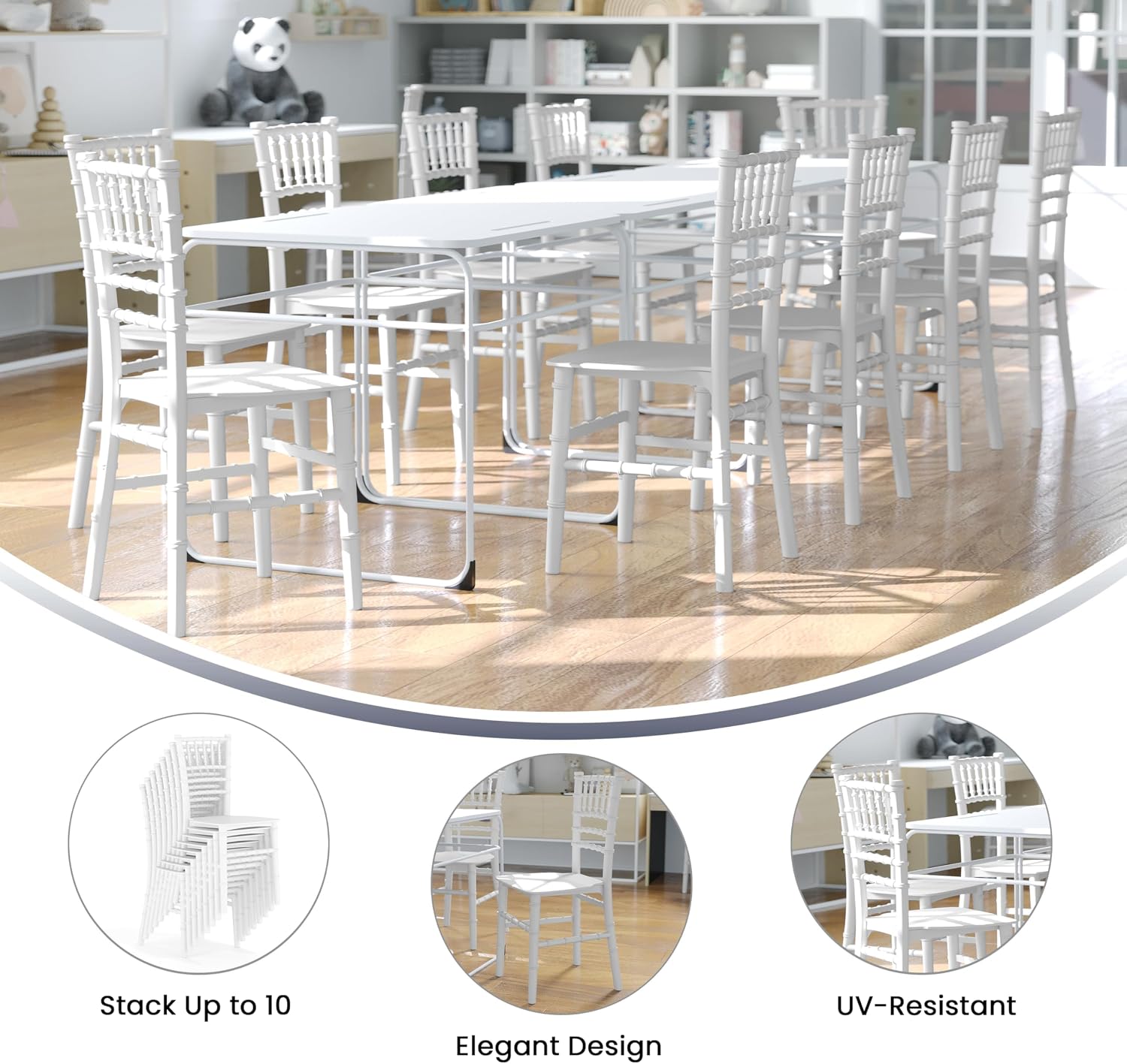 Flash Furniture Hercules Series Children's Resin Event Chairs, Commercial/Residential All Occasion Chairs for Kids, 330 lb. Static Weight Capacity, Set of 10, White