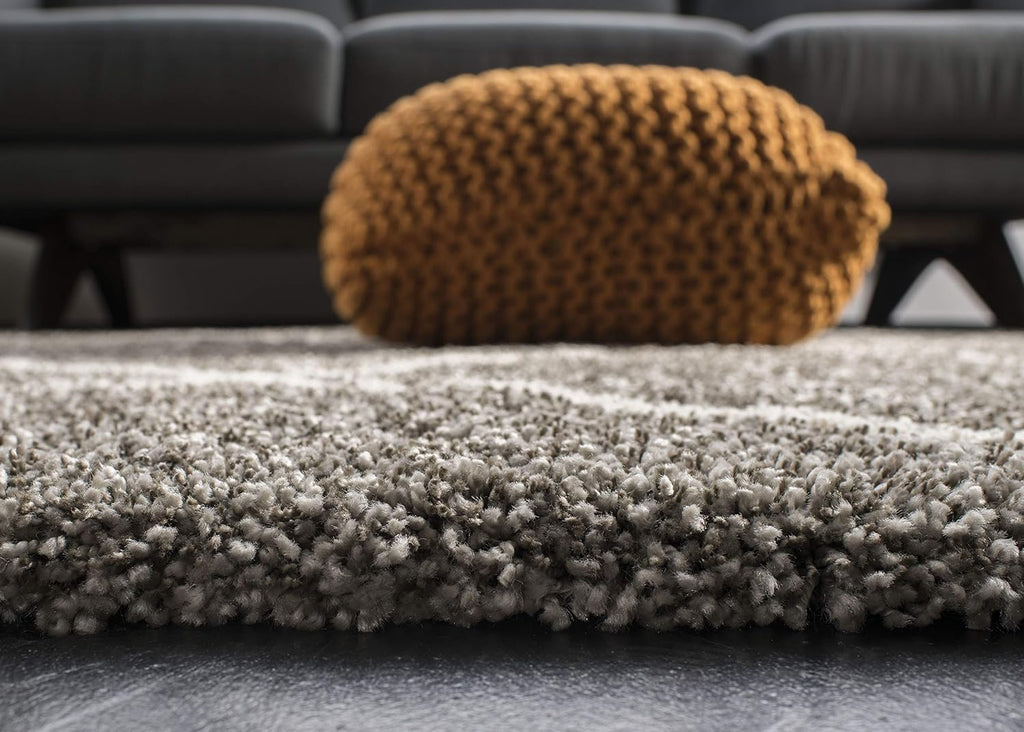 SAFAVIEH Hudson Shag Collection Runner Rug - 2'3' x 22', Grey & Ivory, Modern Trellis Design, Non-Shedding & Easy Care, 2-inch Thick Ideal for High Traffic Areas in Living Room, Bedroom (SGH281B)