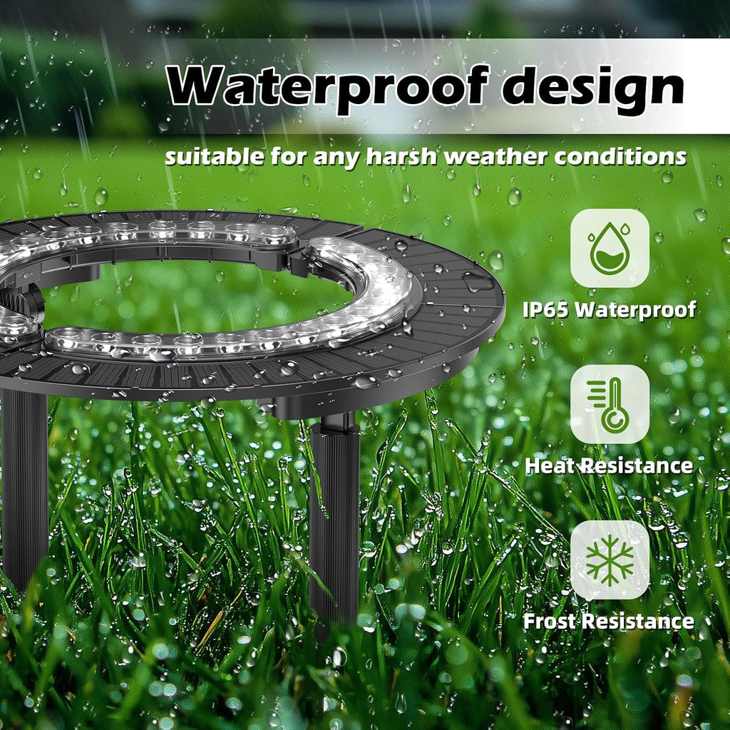 Solar Palm Tree Light, Wireless Landscape Warm White Tree Ring Uplight Solar Powered,12000 mAh & 32 LEDs Outdoor Yard Lighting, 3000K Solar Powered Flood Lights for Large Tree, Yard, Garden