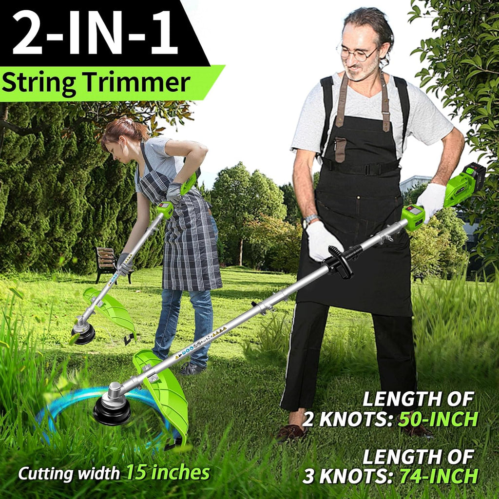 4-in-1 Cordless Pole Hedge Trimmer, Pole Saw, Weed Wacker, String Trimmer Edger & Brush Cutter Kit with 2 x 5.0Ah Batteries