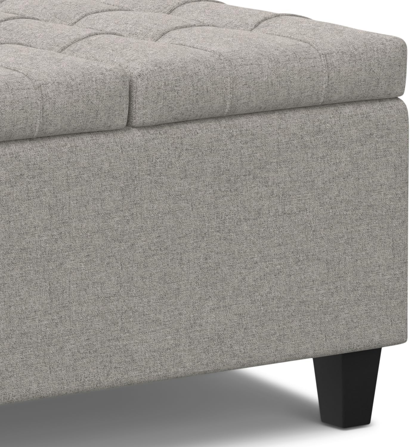 SIMPLIHOME Harrison Small Coffee Table Storage Ottoman - 30 inch Wide Upholstered Linen Look Fabric Square Lift-Top Ottoman in Cloud Grey, Transitional Ottoman for Living Room with Hidden Storage