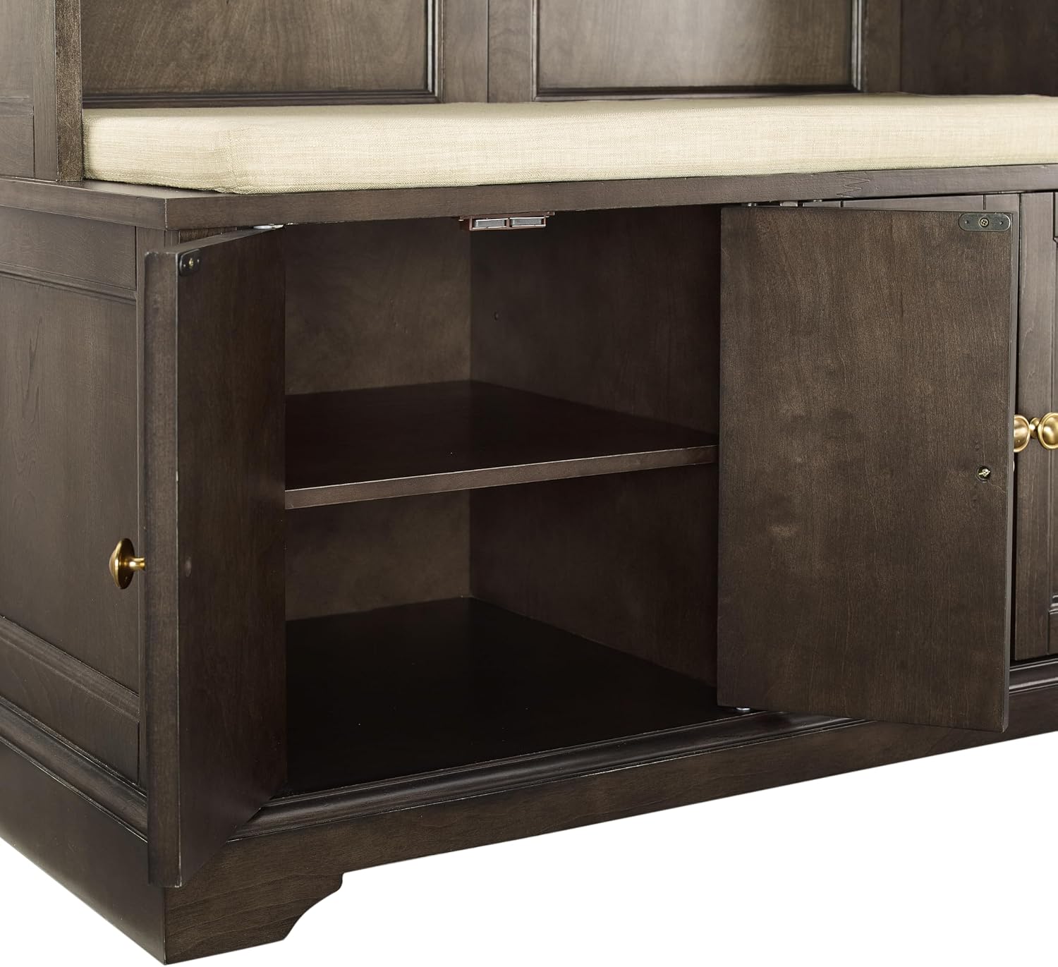 Crosley Furniture Holbrook Hall Tree with Shoe Rack Bench and Coat Hooks for Hanging Storage, Coffee