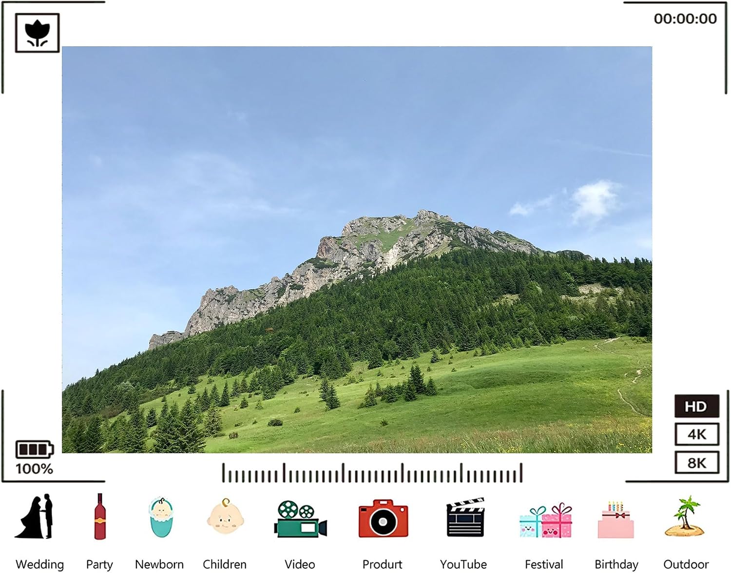 Trykid 20x10ft Rocky Mountain Peak Backdrop Lush Pine Forest Green Alpine Meadow Clear Blue Sky Scene Photography Background Camping Hiking Birthday Party Decoration Photo Booth Prop Fabric