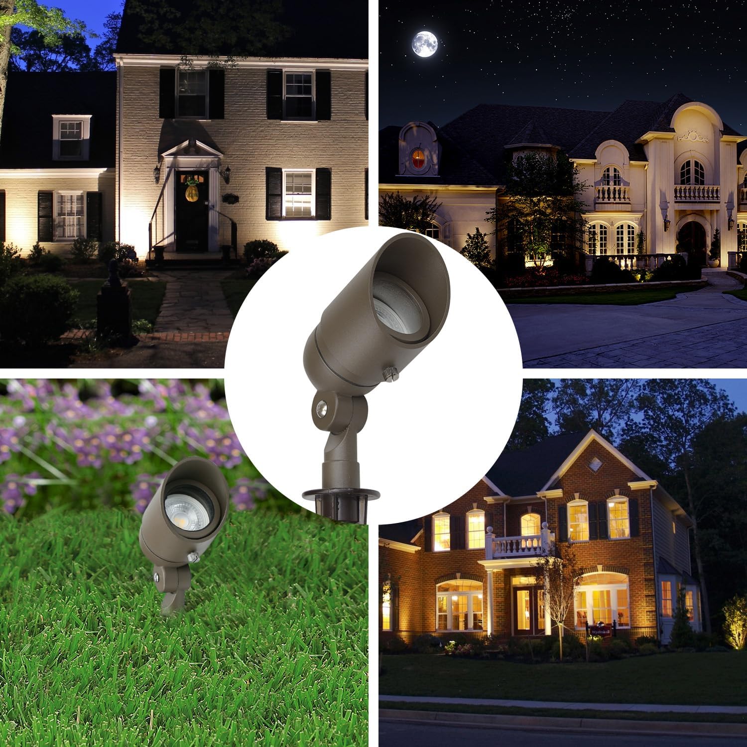 Lumina Lighting® 4W Landscape lighting 12V Landscape Lights Low Voltage Landscape Spotlights Warm White Waterproof Outdoor Replaceable LED Bulb for Garden, Lawn, Porch, Patio and Yard (Bronze, 6-Pack)