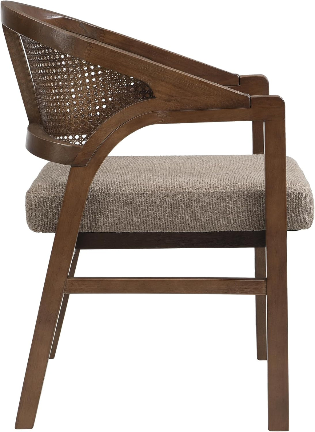 Christopher Knight Home Faritel Modern Dining Chairs Set of 2, Fabric Upholstered Kitchen Side Armchairs, Rubberwood Living Room Comfy Reading Chair with Curved Rattan Back, Walnut+Brown