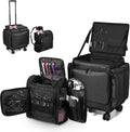 BYOOTIQUE Soft Sided Rolling Makeup Train Case Travel Backpack For Hair Stylist Tools Curling Iron Straightener Salon Barber Shop, Black