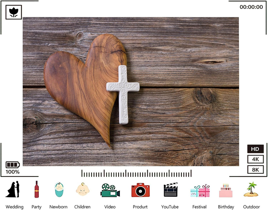 Trykid 20x10ft Wooden Heart White Cross Rustic Plank Backdrop Faith Inspired Scenery Photography Background Spiritual Gathering Party Decoration Tapestry Photo Booth Prop Fabric
