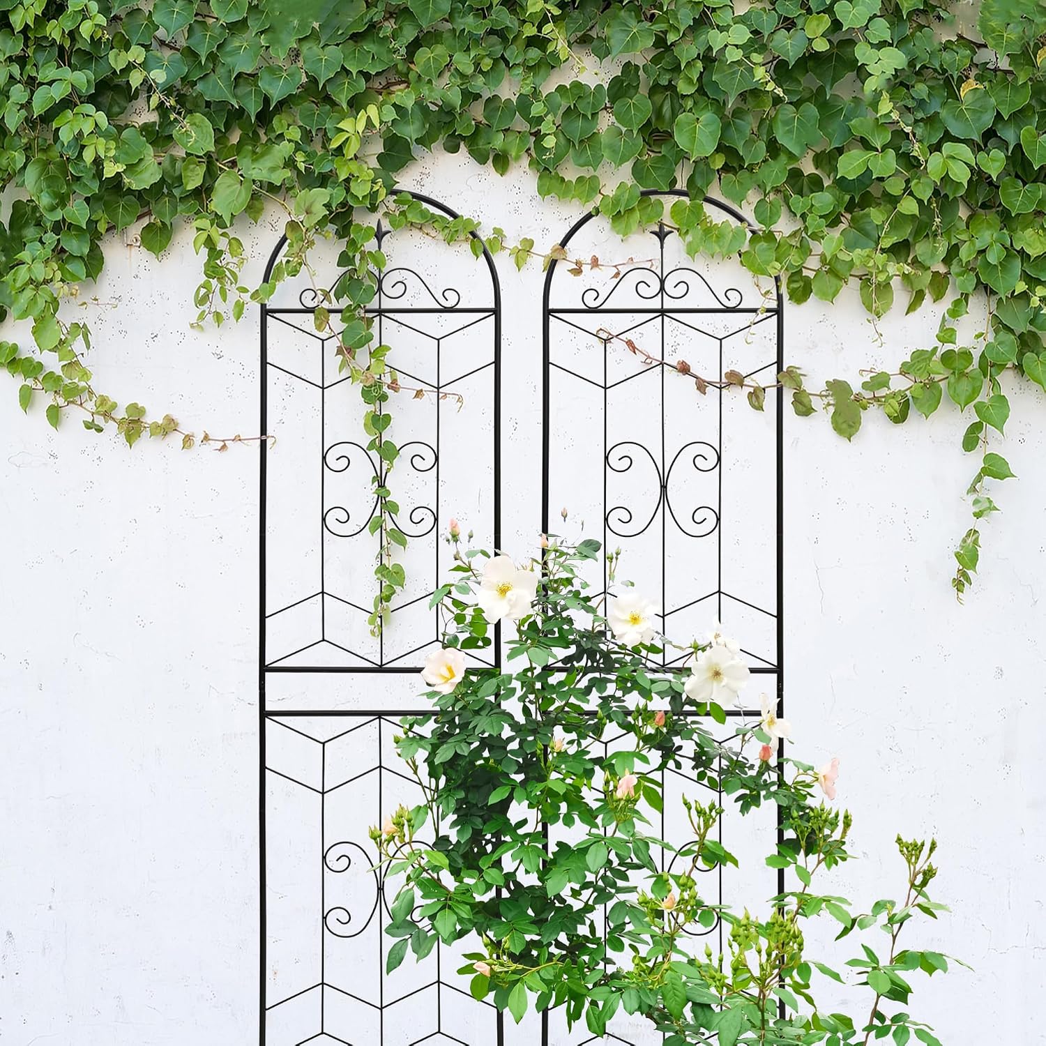 Metal Garden Trellis Plant Support Structure for Outdoor Climbing Flowers Vegetables Vines Sturdy Rustproof Design Enhances Garden Growth Vertical Space Utilization Backyard Gardening Essential Decor
