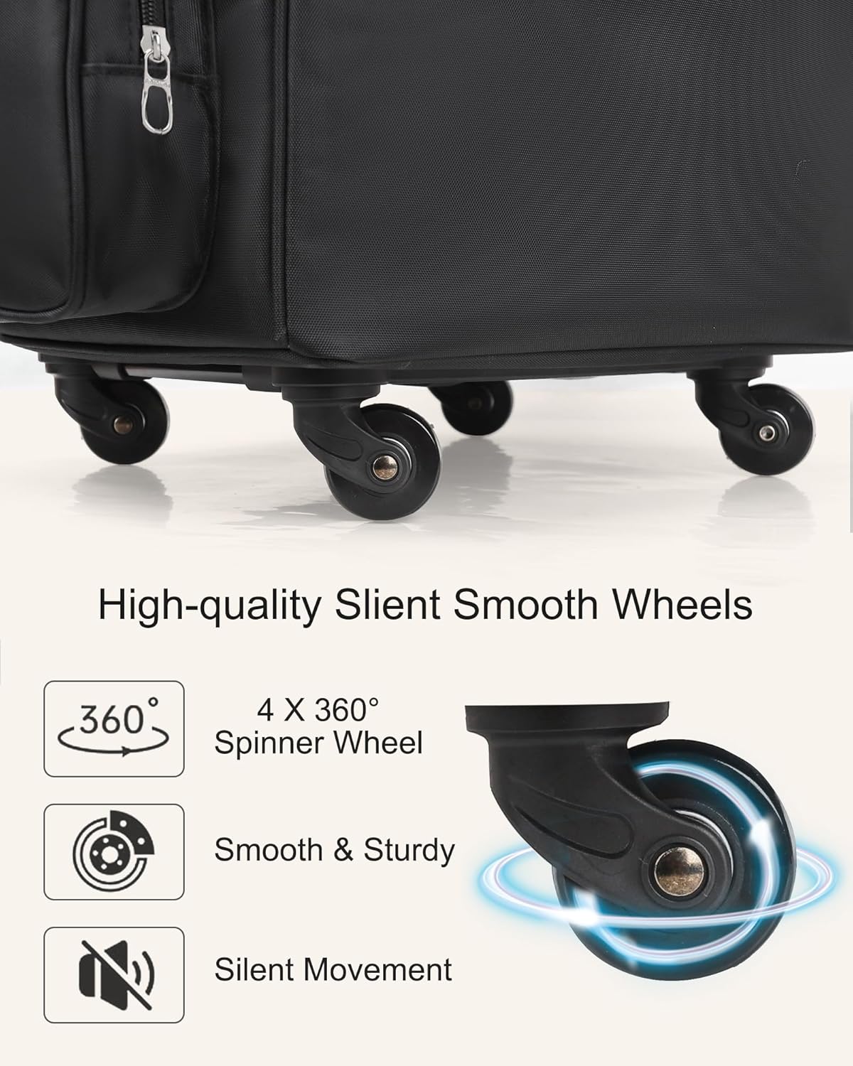 Relavel Rolling Makeup Train Case, Hairstylist Traveling Bag with 4 Wheels, Heat Insulation Full Layer, Adjustable Dividers, Hair Tools and Cosmetics Storage Organizer Trolley Suitcase Makeup Cart