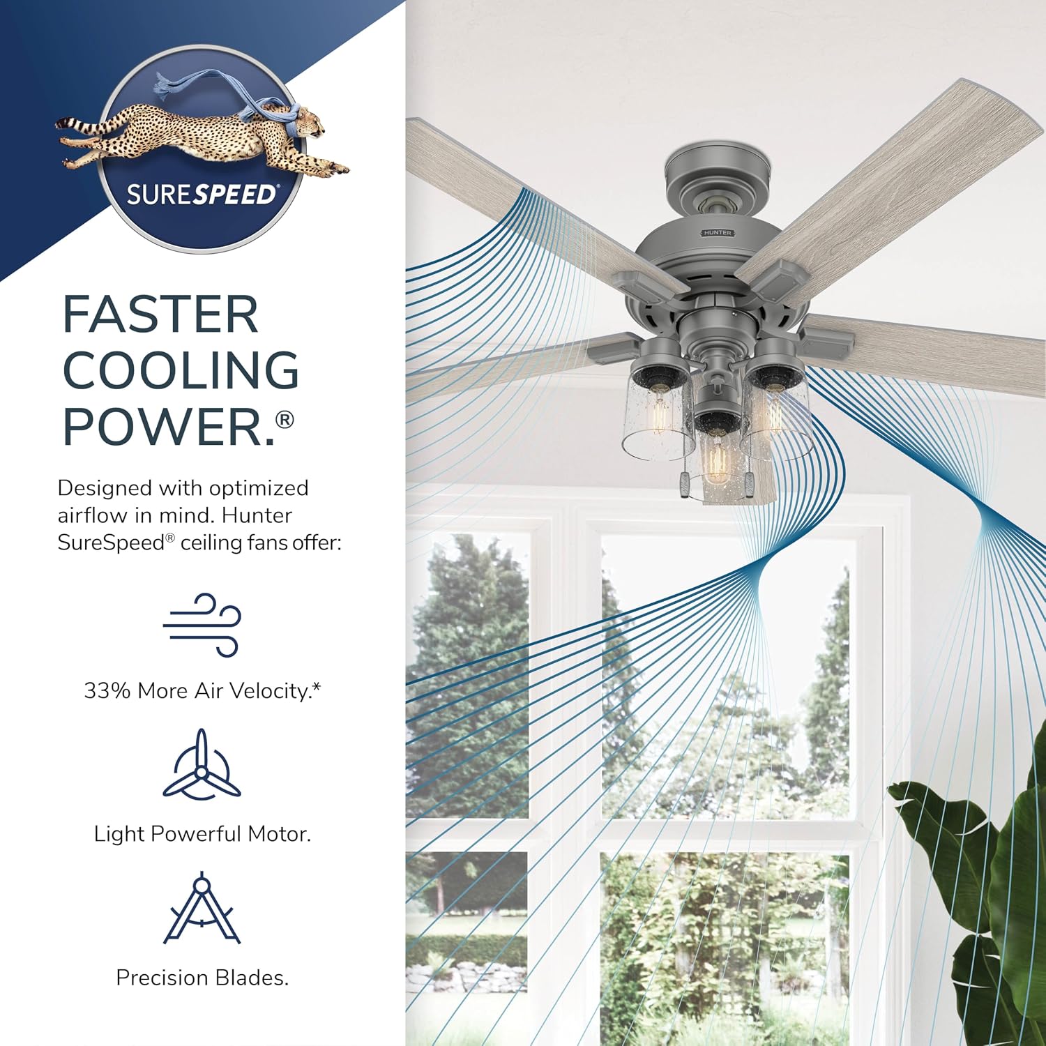 Hunter 52 inch Indoor Ceiling Fan with LED Lights and Remote Control - Bronze Ceiling Fan, Standard Mount, 5 Blades, For Bedroom, Living Room, or Kitchen, Quiet - Hartland 51854, Noble Bronze