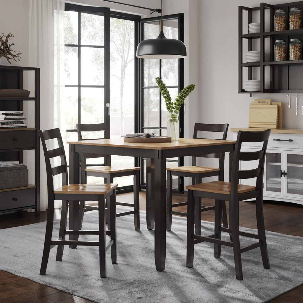 Signature Design by Ashley Gesthaven Casual Counter Height Dining Table and 4 Bar Stools, Set of 5, Light Brown & Dark Brown