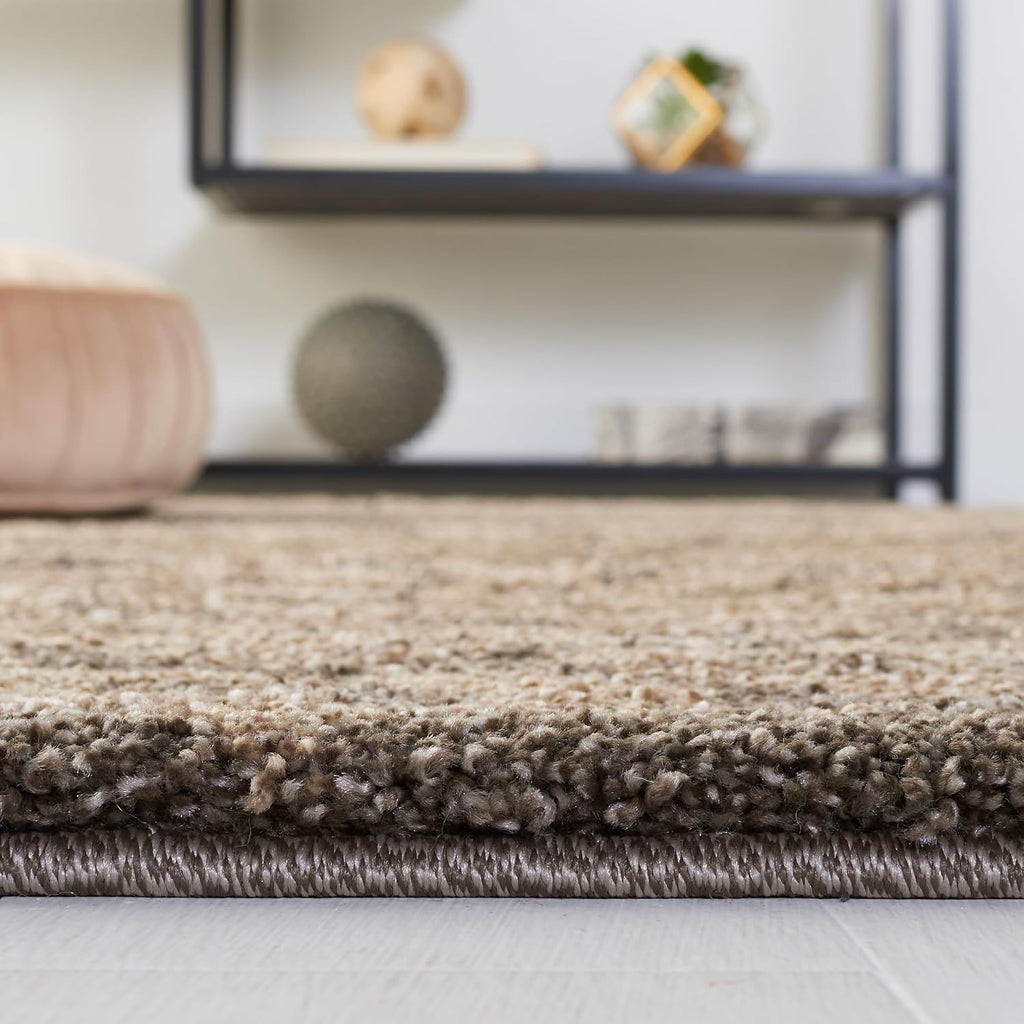SAFAVIEH Florida Shag Collection Area Rug - 6'7' Round, Smoke & Beige, Damask Design, Non-Shedding & Easy Care, 1.2-inch Thick Ideal for High Traffic Areas in Living Room, Bedroom (SG460-7913)