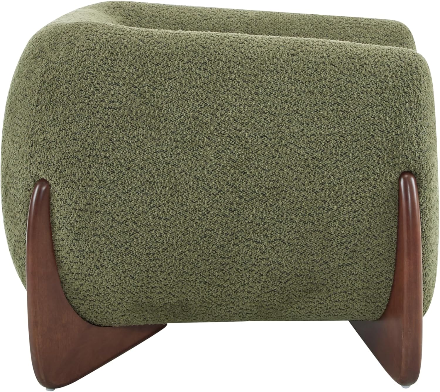 Christopher Knight Home Holly Modern Boucle Fabric Upholstered Club Chair for Living Room, Home Office, Apartment, Relaxing Chair with Removable Cushion and Birch Wood Legs, Olive Green+Walnut