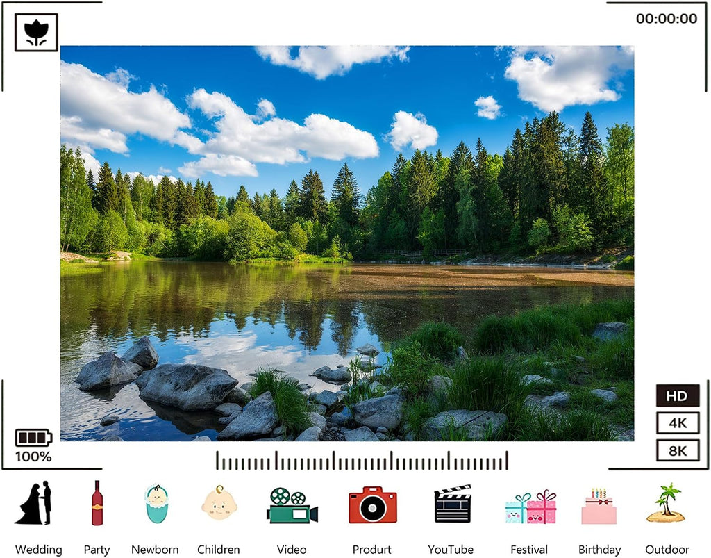 Trykid 20x10ft Forest Lake Clear Sky Rocks Backdrop Serene Natural Landscape Photography Background Outdoor Adventure Event Party Decoration Photo Booth Prop Fabric