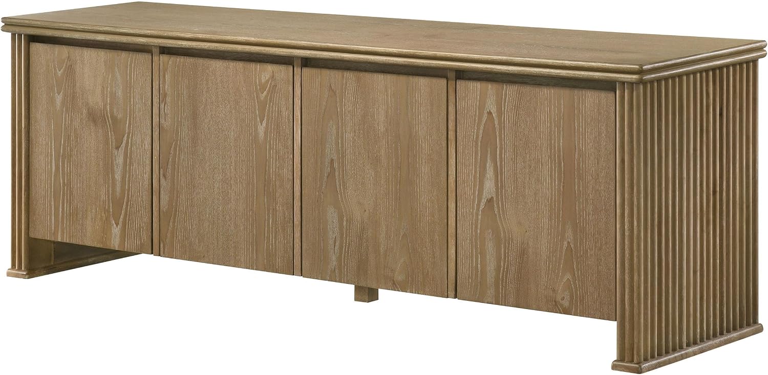 Coaster Home Furnishings - Adina - Wood - 70-Inch TV Stand with Adjustable Shelves, Vertical Reeding, Flat-Panel Doors, Natural Grain - Living Room - Distressed Light Brown - 722933