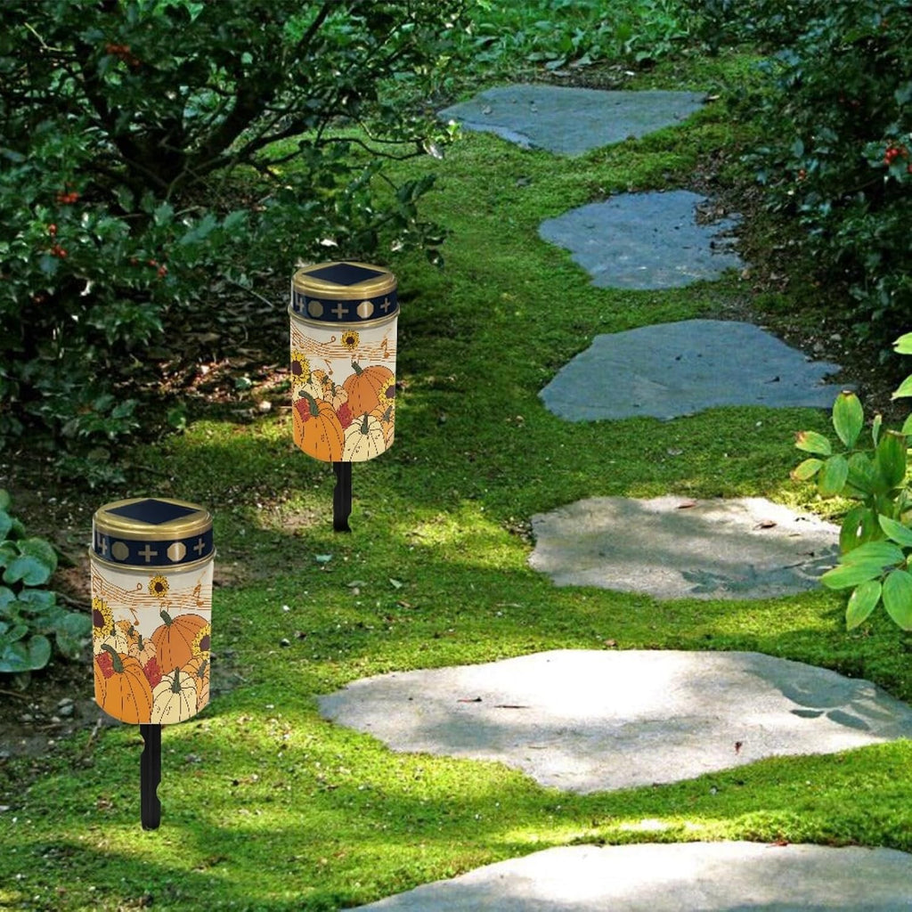 Autumn Fall Pumpkin Solar Pathway Lights,Waterproof Solar Garden Lights Outdoor Solar Walkway Lights Landscape Set of 10 Lighting for Yard,Walkway,Patio,Driveway