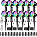 MEIKEE 15W RGBW Low Voltage Landscape Lights, 12-24V LED Landscape Lighting, Timer and Memory Dimmable Color Changing Outdoor Spotlights with Remote for Garden Path Christmas Halloween 12 Pack