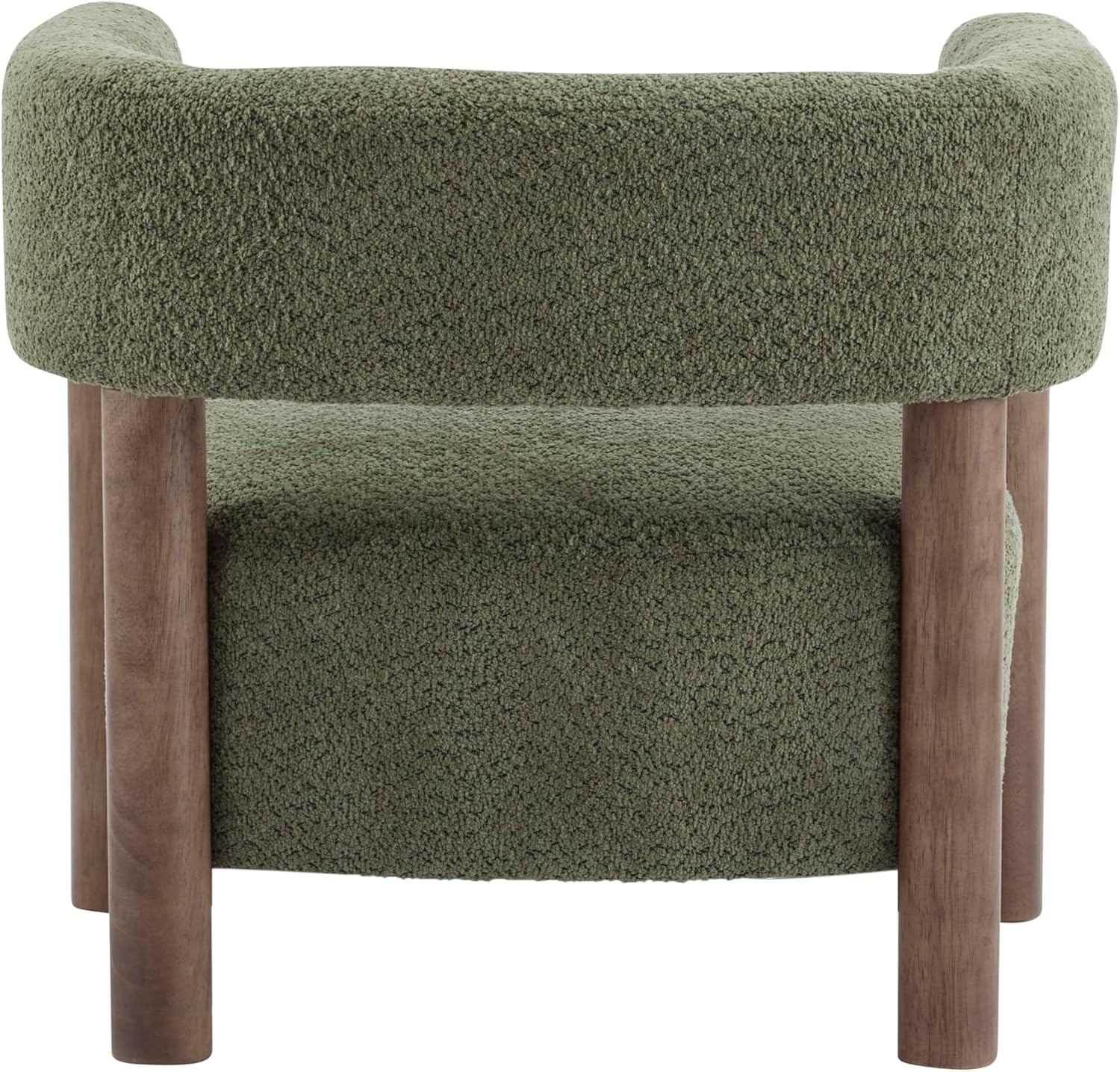 Christopher Knight Home Carly Low Profile Accent Chair, Round Backrest Side Chair, Living Room Armchair with Boucle Fabric Cushion,Comfy Reading Chair for Bedroom,Wooden Single Lounge Sofa,Olive Green