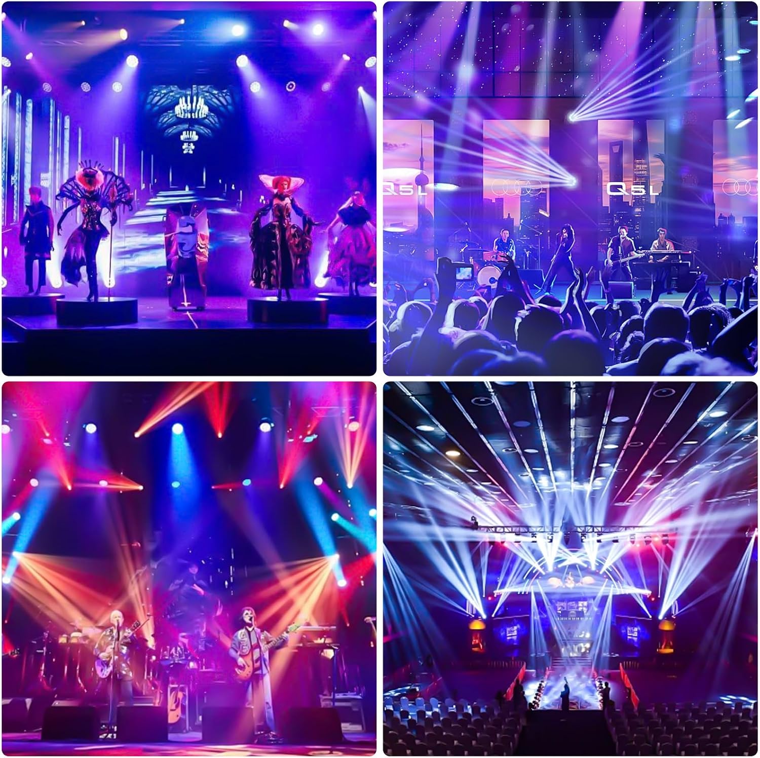 Moving Head DJ Light 100W LED Stage Lights Beam Halo DJ Lights RGBW 4-in-1 Colors Spotlights Strobe DMX512 Sound Activated for Party Wedding Live Show Parties DJ Equipment Lighting