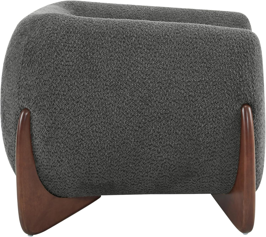 Christopher Knight Home Holly Modern Boucle Fabric Upholstered Club Chair for Living Room, Home Office, Apartment, Relaxing Chair with Removable Cushion and Birch Wood Legs, Dark Gray + Walnut