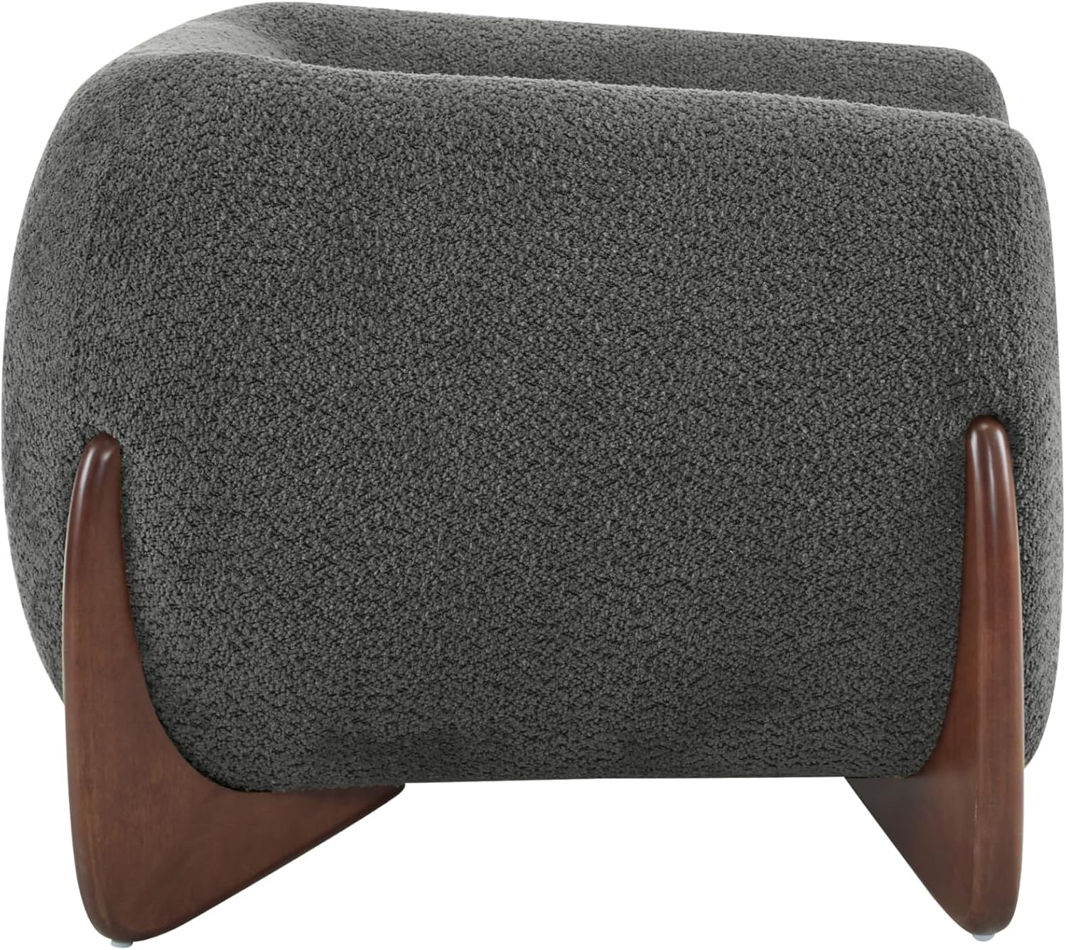 Christopher Knight Home Holly Modern Boucle Fabric Upholstered Club Chair for Living Room, Home Office, Apartment, Relaxing Chair with Removable Cushion and Birch Wood Legs, Dark Gray + Walnut