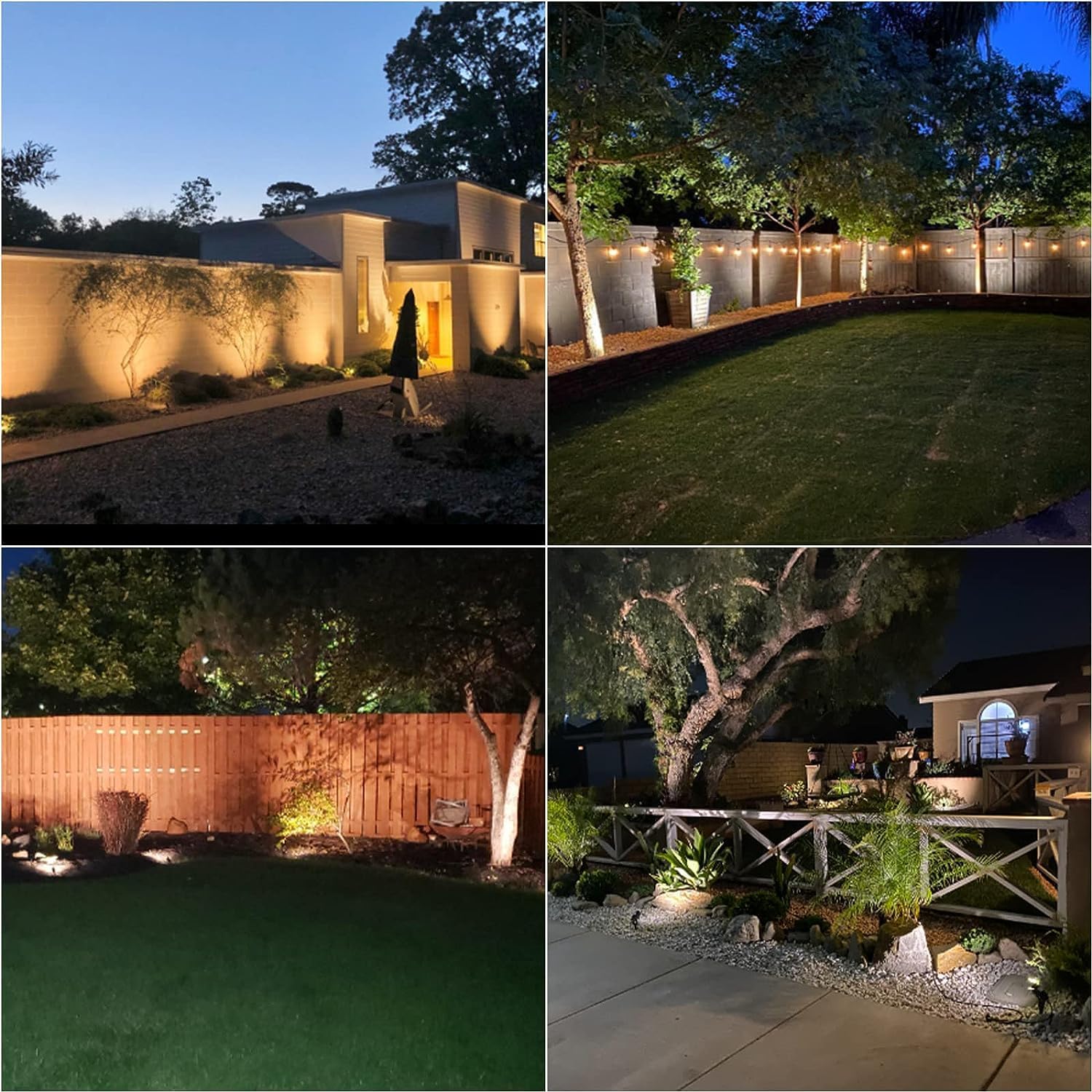 VENUS MANUFACTURING 16 Pack Low Voltage Landscape Flood Light 5 Watt LED Outdoor Landscape Lighting Kits 400 Lumen Black Waterproof Spotlights 12V 2700K Warm White Metal Tree Lights for Garden & Yard