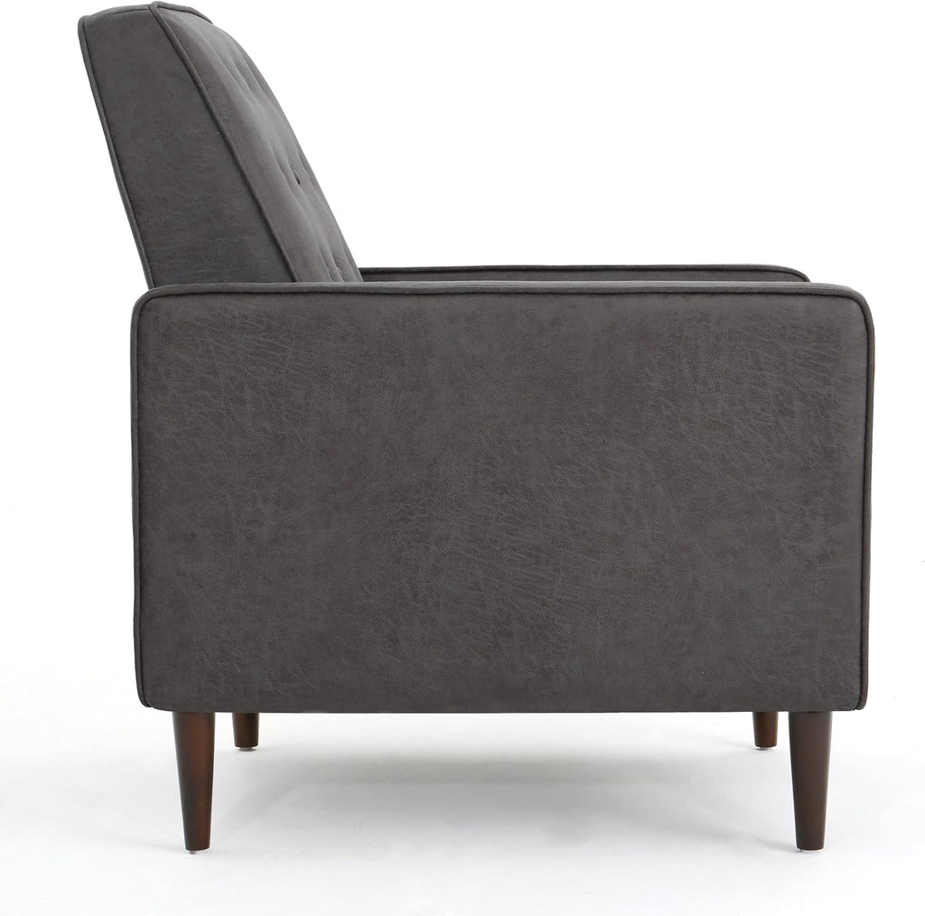 Christopher Knight Home Mervynn Mid-Century Modern Microfiber Recliner, Slate / Dark Espresso