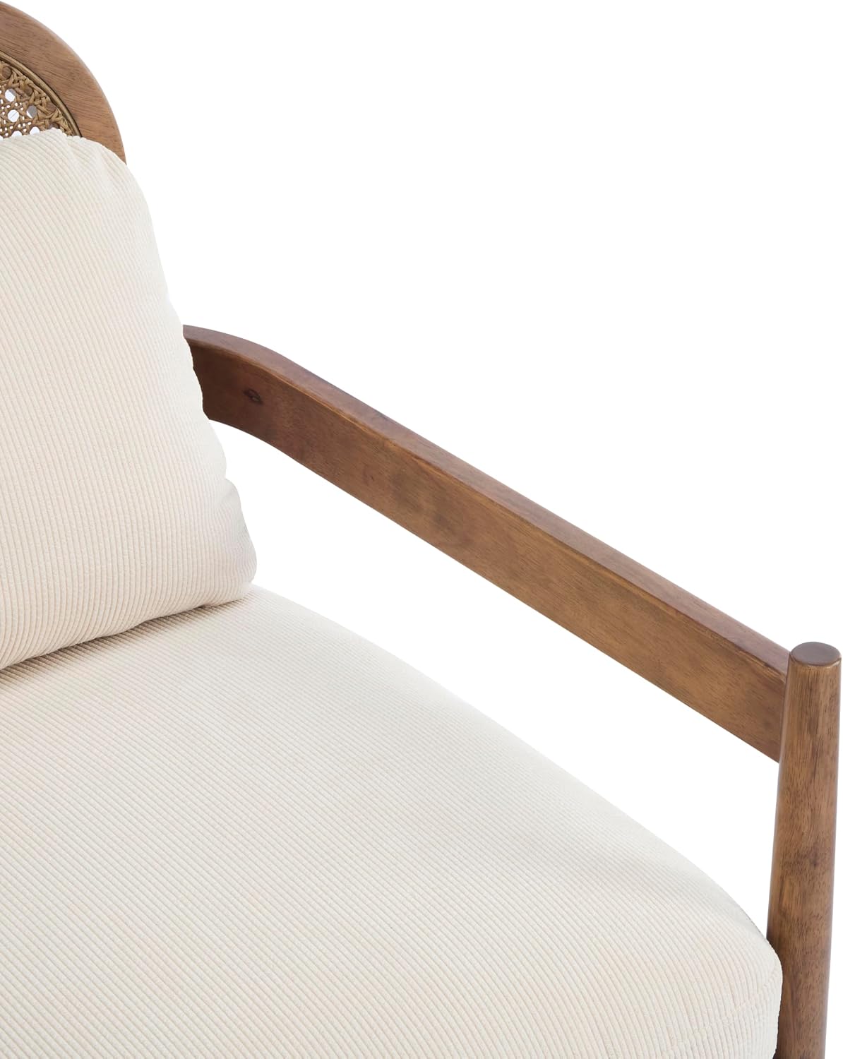 Christopher Knight Home Nadine Wooden Club Chairs Set of 2, Club Chair, Rattan Open Back Armchair, Accent Reading Sofa Chair with Cushions, Accent Chairs Set for Living Room Bedroom, Beige Stripe
