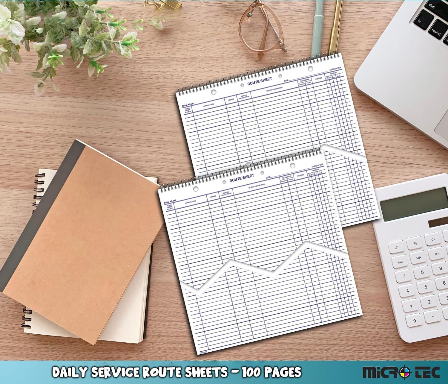 Automotive Service Route Sheets – Heavy-Duty Spiral Bound 12'x15' Daily Schedule & Appointment Planner Tag Stock with Blue Ink for Service Departments & Repair Shops – 100 Sheets/Book (Book of 4)