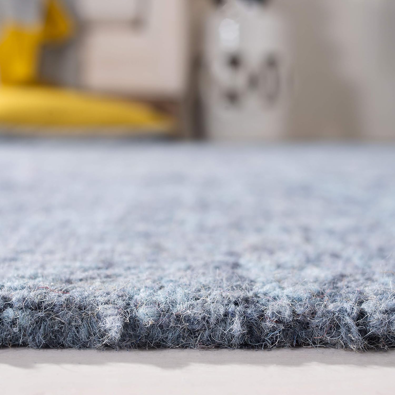 SAFAVIEH Abstract Collection Area Rug - 6' Square, Blue, Handmade Wool, Ideal for High Traffic Areas in Living Room, Bedroom (ABT207A)