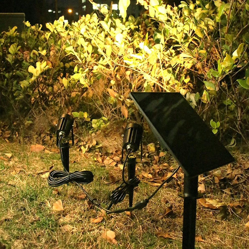 Solar Solar Spotlights Outdoor Ground-Inserting Lawn Lights Landscape Spotlights LED Waterproof Garden Lighting Garden Lights Waterproof (Size : One Drag Two Yellow Light 3000K)
