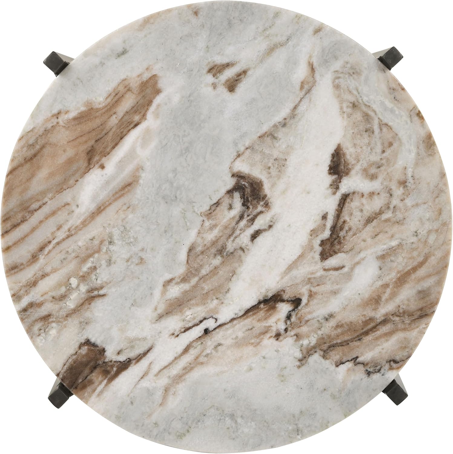 Coaster Home Furnishings - Noemie - Mango Wood and Marble - 17.5-Inch Round Accent Side Table with Marble Top and Round Shelf - Living Room - White, Brown and Gunmetal - 931204