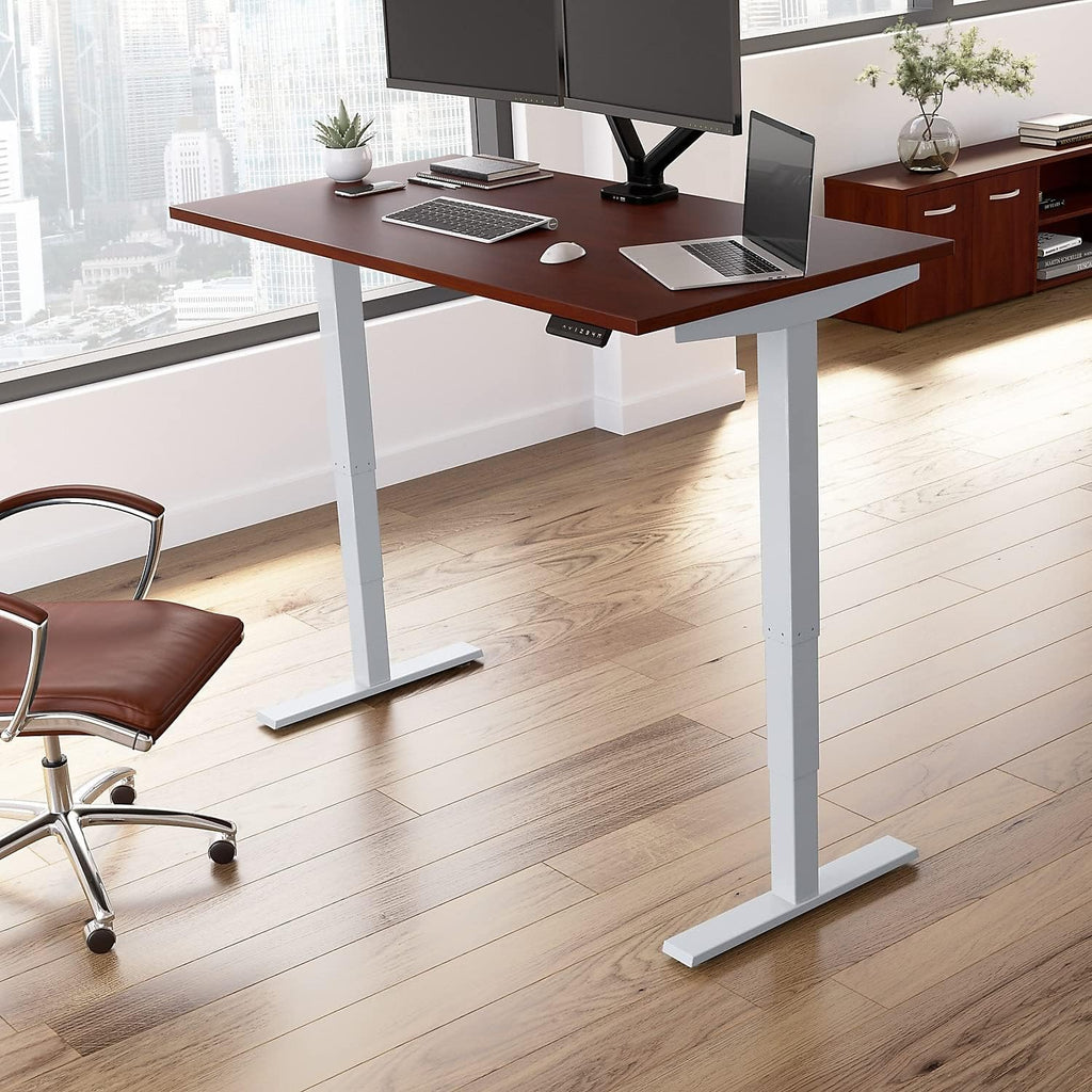 Bush Business Furniture 60-inch Electric Height Adjustable Standing Desk, Ergonomic Sit-Stand Computer Table for Home and Professional Office, Move 40 Series, Hansen Cherry with Metallic Gray Base