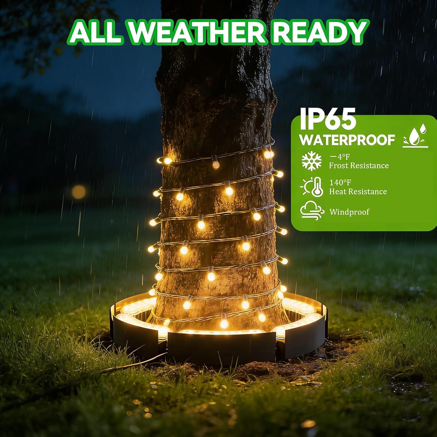 Palm Tree Lights All-Weather Tree Trunk Wrap Lights, Outdoor, Water-Resistant Connectable for Year-Round Garden Decor.Excluding Transformers(4 lamp Heads)