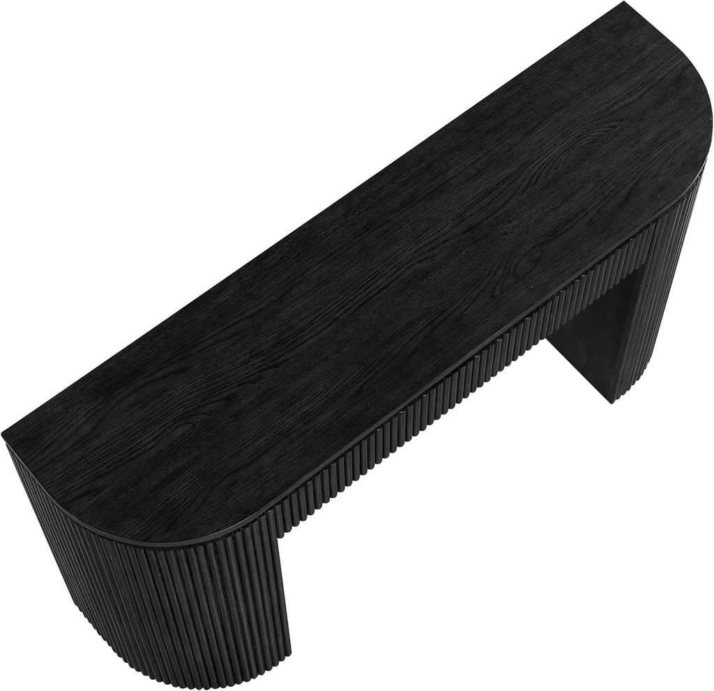 Meridian Furniture 818Black-T Astrid Collection Modern | Contemporary Vanity/Desk/Console Table with Rich Black Finish, Solid Wood and Oak Veneer, Fluted Wood, 52' W x 14' D x 30' H, Black