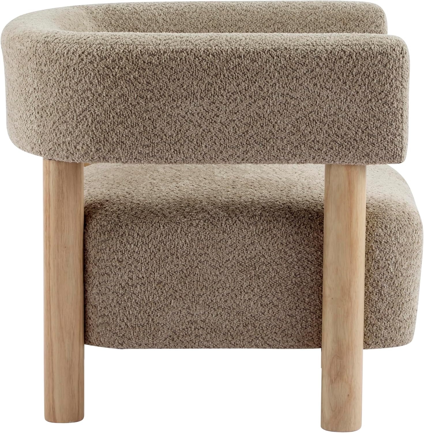 Christopher Knight Home Carly Low Profile Accent Chair, Round Backrest Side Chair, Living Room Armchair with Boucle Fabric Cushion,Comfy Reading Chair for Bedroom,Wooden Single Lounge Sofa,Light Camel