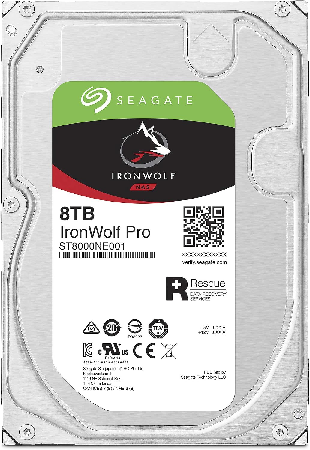 Seagate IronWolf Pro 8TB NAS Internal Hard Drive HDD – 3.5 Inch SATA 6Gb/s 7200 RPM 256MB Cache for RAID Network Attached Storage, Data Recovery Service – Frustration Free Packaging (ST8000NEZ01)