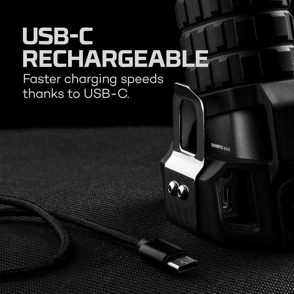 NEBO Luxtreme Rechargeable Spotlight with Durable Anodized Aircraft-Grade Aluminum, USB Charging Cable and Batteries Included, Available in 1 Mile and 1/4 Mile Beam